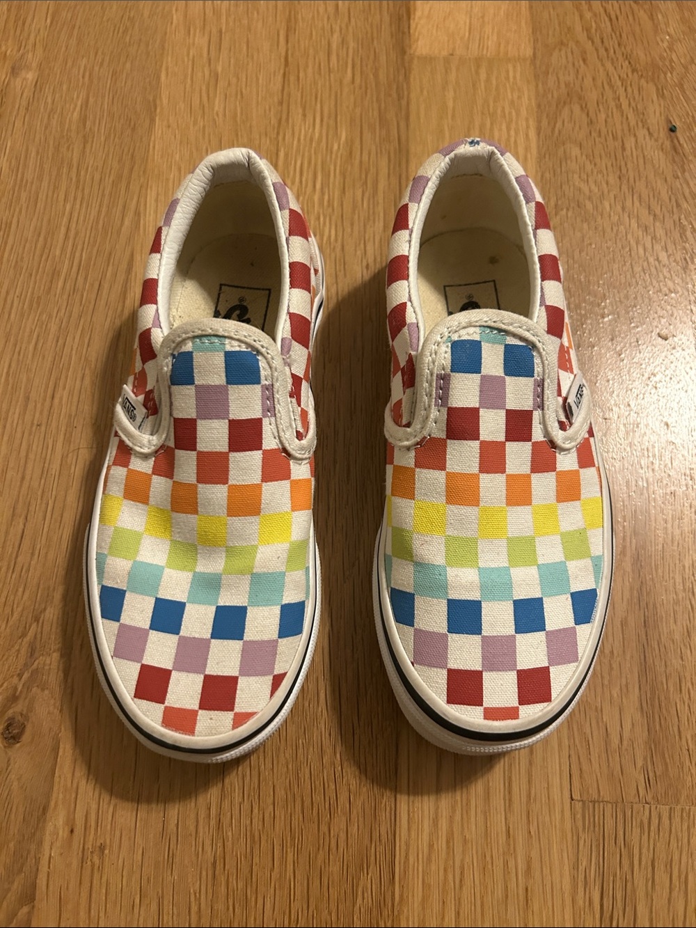 Vans Kids Slip-On Checkerboard Sneakers - Rainbow Multicolor - Picture 4 of 9